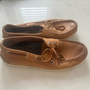 Sperry Men’s Authentic Original Top Sider Brown Leather Boat Shoes, Size 10